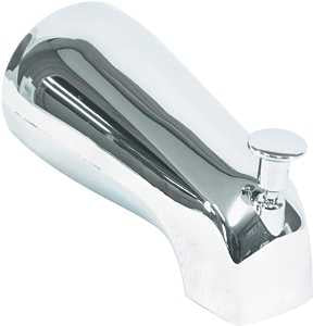 US Hardware P-526C Bathtub Spout with Diverter, 1/2 in Connection, NPT, Plastic, Chrome Plated