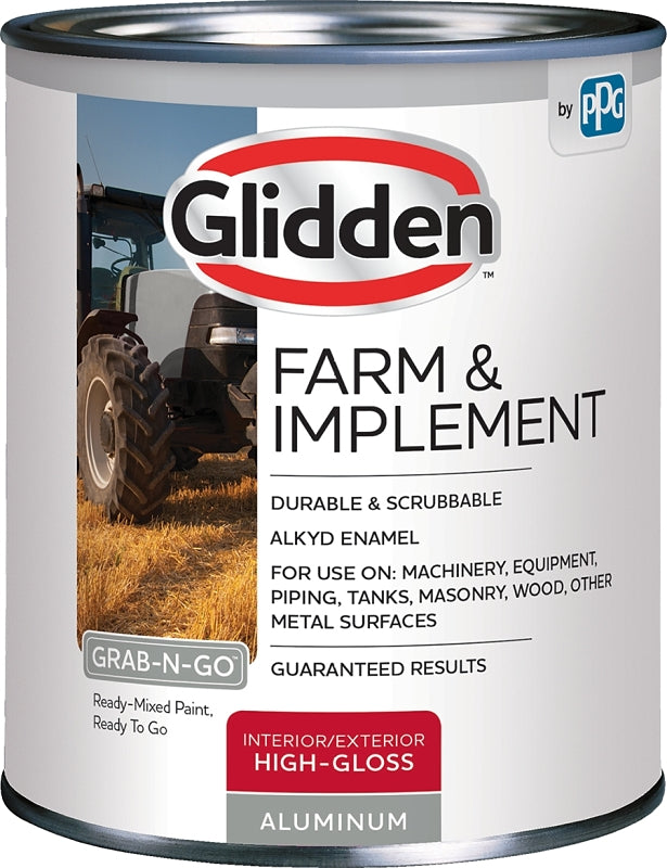 Glidden GLFIIE50AL-04 Exterior Paint, High-Gloss, Aluminum, 1 qt