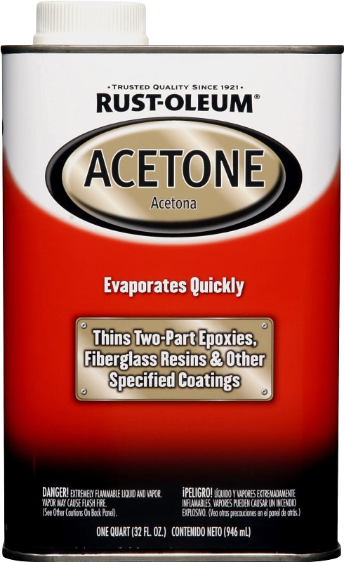 Rust-Oleum 248667 Acetone Thinner, Liquid, Solvent, Clear, 1 qt, Can