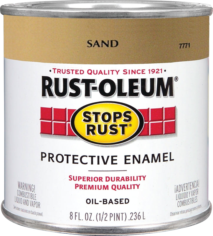 RUST-OLEUM STOPS RUST 7771730 Protective Enamel, Gloss, Sand, 0.5 pt Can