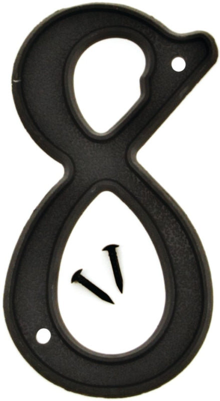 Hy-Ko PN-29/8 House Number, Character: 8, 4 in H Character, Black Character, Plastic