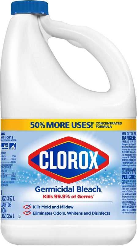 Clorox 32429 Germicidal Bleach, 121 oz, Liquid, Bleach, Pale Yellow