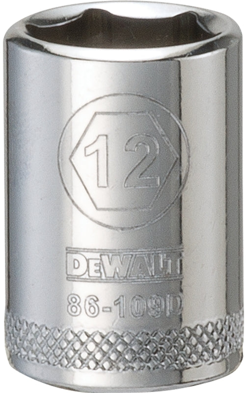 DeWALT DWMT86109OSP Hand Socket, 12 mm Socket, 1/4 in Drive, 6-Point, Vanadium Steel, Polished Chrome