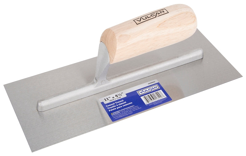 Vulcan 16100 Finishing Trowel, 11 in L Blade, 4.5 in W Blade, Right Angle End, Ergonomic Handle, Wood Handle