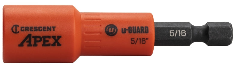 Crescent APEX u-GUARD CAUGN2DHX20 Covered Magnetic Nutsetter, 5/16 in Drive, 2.56 in L, Hex Shank