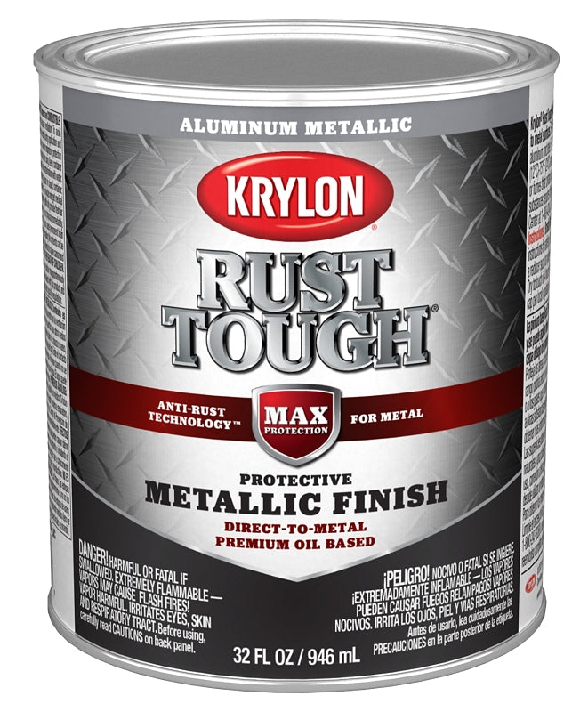 Krylon Rust Tough K09717008 Metallic Paint, Metallic Aluminum, 1 qt