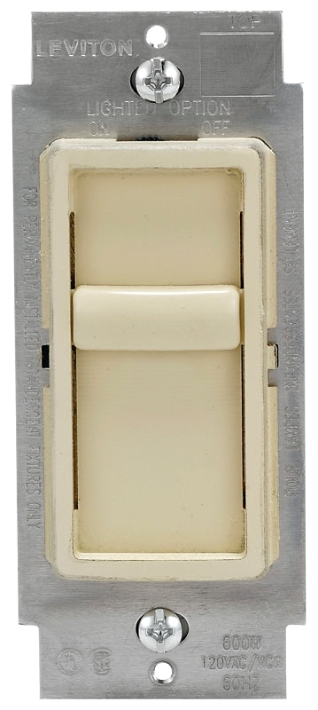 Leviton C21-06672-1LI Slide Dimmer, 120 VAC, 150 W, CFL, Halogen, Incandescent, LED Lamp, Ivory