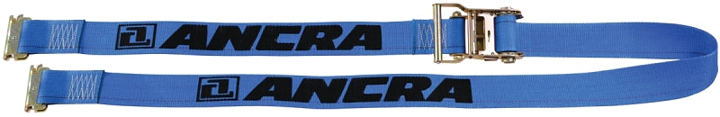 ANCRA 48672-15 Logistic Strap, 2 in W, 20 ft L, Polyester, Blue, 1000 lb Working Load, Spring Actuated End