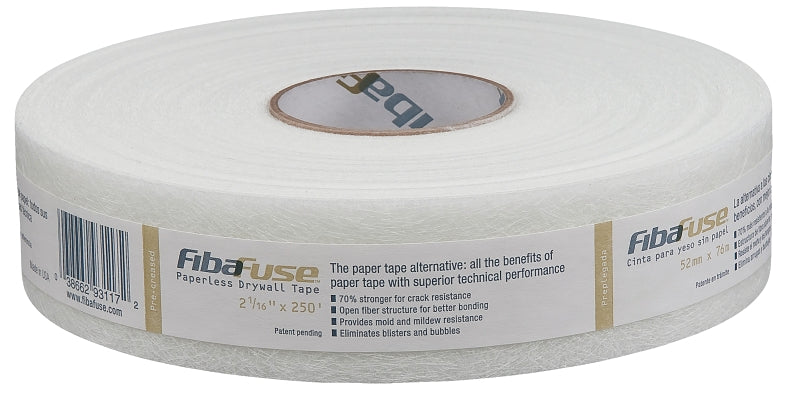 Adfors FibaFuse FDW8652-U Paperless Drywall Tape, 250 ft L, 2-1/16 in W, White