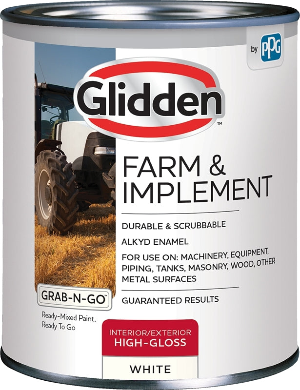 Glidden GLFIIE50WH-04 Exterior Paint, High-Gloss, White, 1 qt