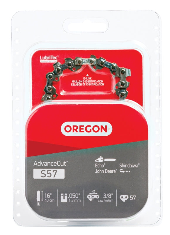 Oregon S57 Chainsaw Chain, 16 in L Bar, 0.05 Gauge, 3/8 in TPI/Pitch, 57-Link