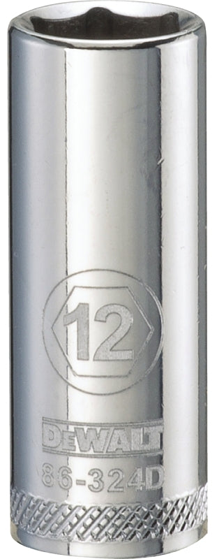 DeWALT DWMT86324OSP Drive Socket, 12 mm Socket, 3/8 in Drive, 6-Point, Vanadium Steel, Polished Chrome