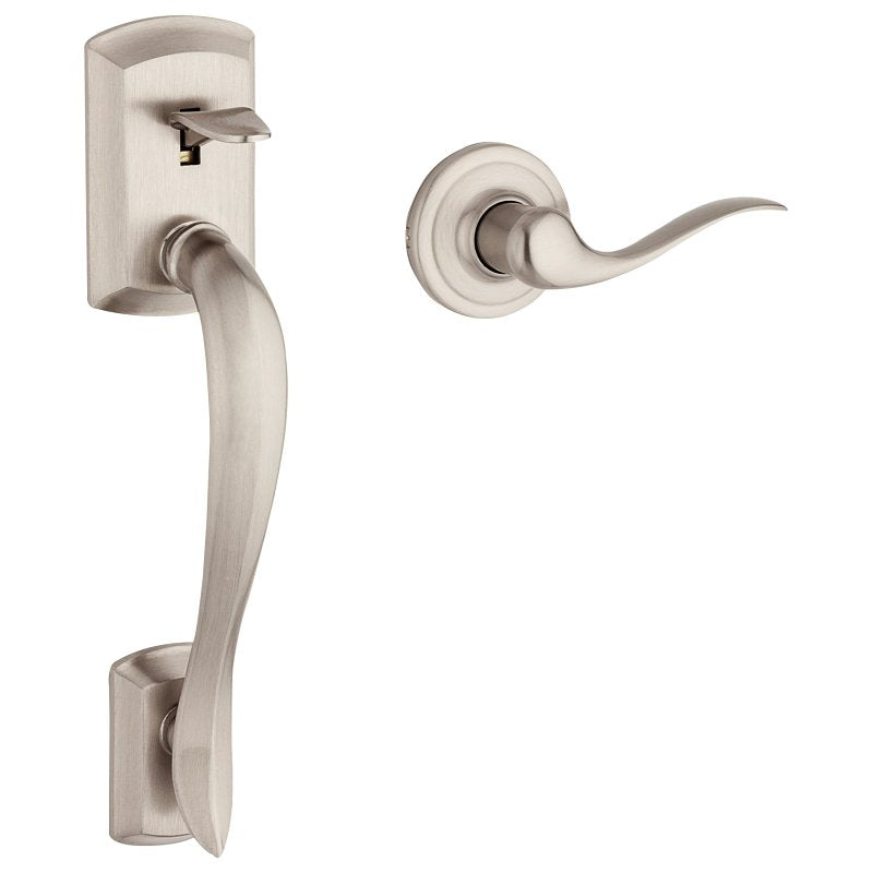 Kwikset Signature Series 815AVHXTNL 15 CP Exterior Handleset with Deadbolt, Avalon Design, Satin Nickel, 1 Grade, Metal