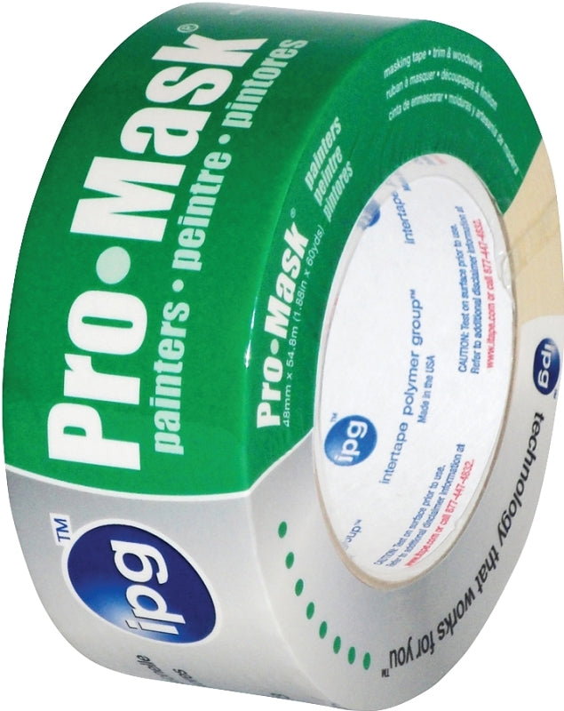 IPG 5204-2 Painter's Masking Tape, 60 yd L, 1.87 in W, Crepe Paper Backing, Beige
