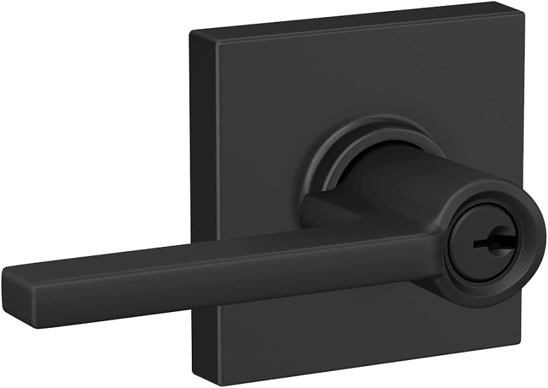 Schlage F Series F51A LAT 622 COL Entry Lever, Matte Black, Brass/Zinc, Residential, Reversible Hand, AAA Grade