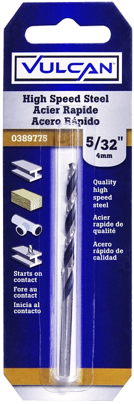 Vulcan Jobber Drill Bit, 5/32 in Dia, 3 in OAL, Straight Shank