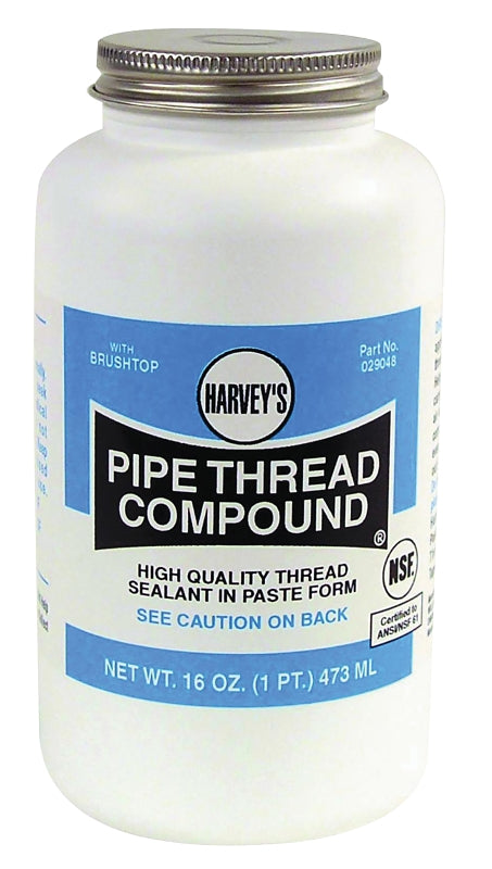 Harvey 29048 Pipe Thread Compound, 16 fl-oz Jar, Thick Paste, Gray