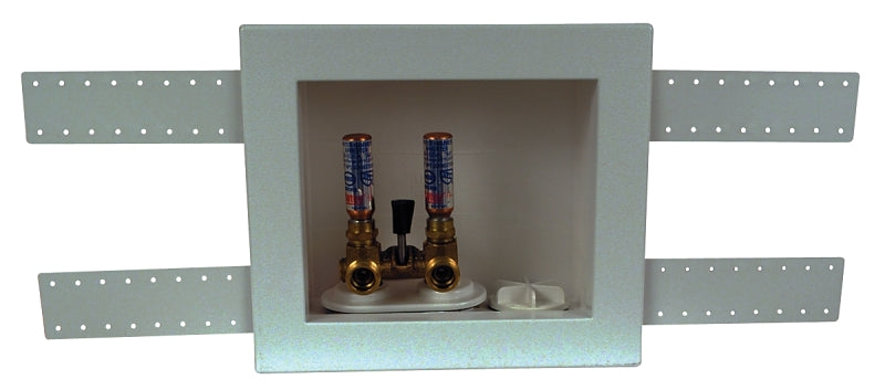 Oatey Quadtro 38545 Washing Machine Outlet Box, 1/2 in Connection, Polystyrene
