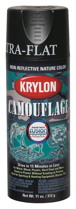 Krylon K04290777 Camouflage Spray Paint, Flat, Camouflage Black, 12 oz