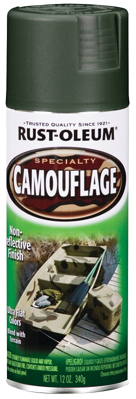 Rust-Oleum 1919830 Camouflage Spray Paint, Ultra Flat, Deep Forest Green, 12 oz, Can