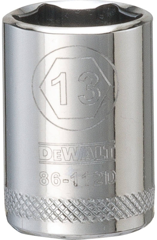 DeWALT DWMT86112OSP Hand Socket, 13 mm Socket, 1/4 in Drive, 6-Point, Vanadium Steel, Polished Chrome