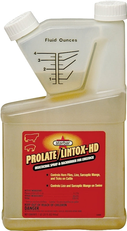 Starbar PROLATE/LINTOX-HD 64580 Insecticide Spray and Backrubber, Liquid, Light Amber/Medium Brown, 1 qt Bottle