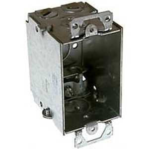 Raco 518/8518 Switch Box, 1-Gang, 5-Knockout, 1/2 in Knockout, Steel, Gray, Galvanized, Screw