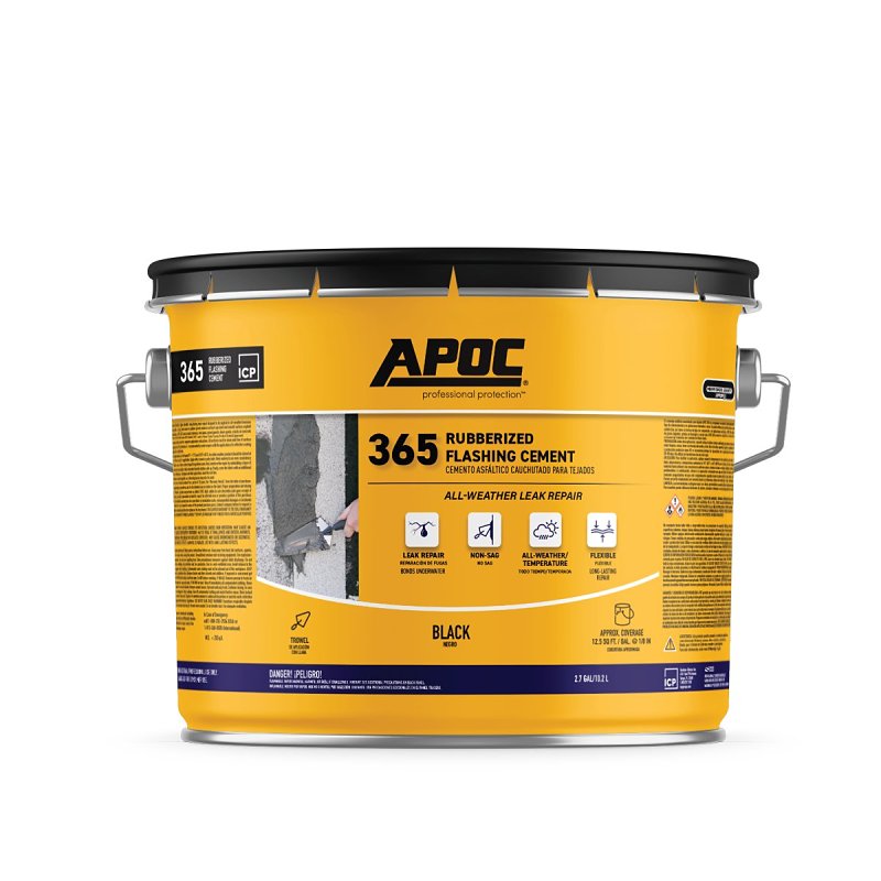 APOC ETERNA-FLASH Series AP-3653 All-Weather Rubberized Flashing Cement, Black, Liquid Paste, 3 gal