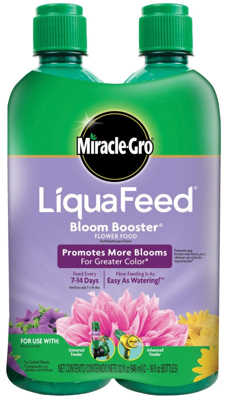 Miracle-Gro LiquaFeed Bloom Booster 2004043 Flower Food, 16 oz Bottle, Liquid, 12-9-6 N-P-K Ratio