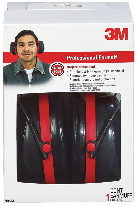 3M Pro Series 7100107419 Ear Muffs, 30 dB NRR, Black/Red