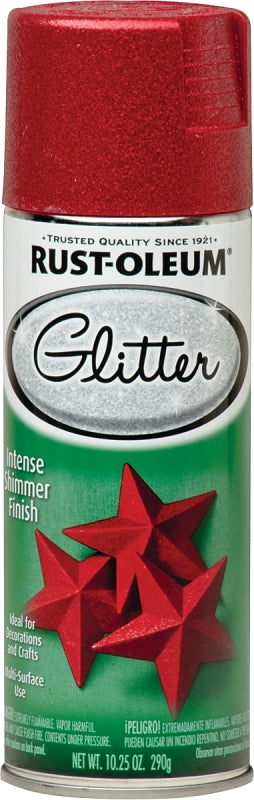 Rust-Oleum 268045 Glitter Spray Paint, Shimmer, Red, 10.25 oz, Can