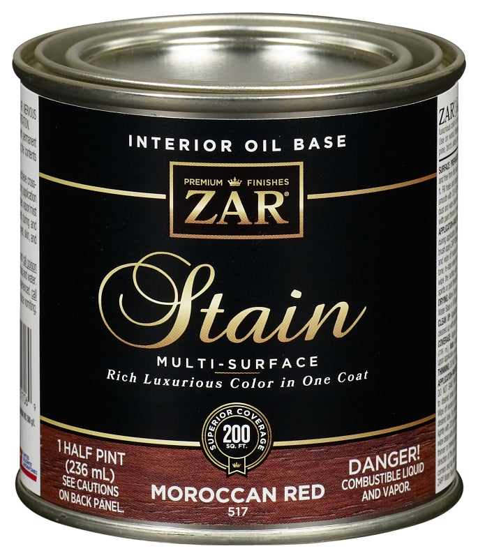 ZAR 51706 Interior Stain, Moroccan Red, Liquid, 0.5 pt