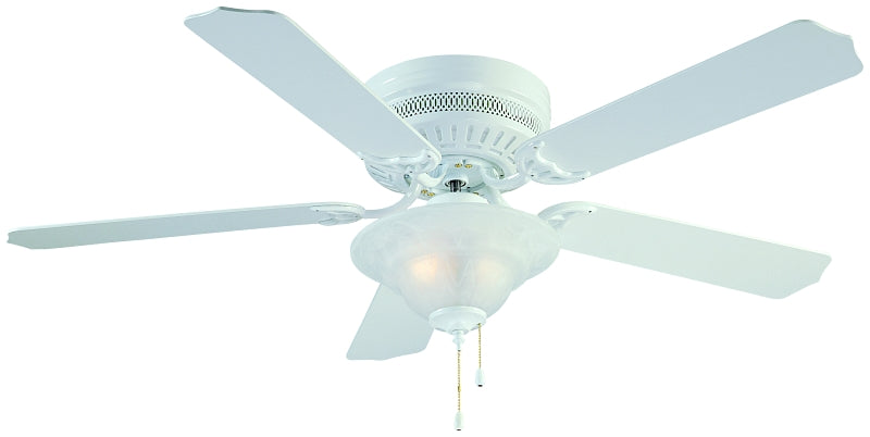 Boston Harbor Low Profile Ceiling Fan, 120 V, 3-Speed, 5-Blade, White