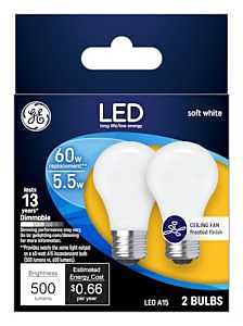 GE 25986 LED Bulb, General Purpose, A15 Lamp, 60 W Equivalent, E26 Lamp Base, Dimmable, Frosted, Soft White Light