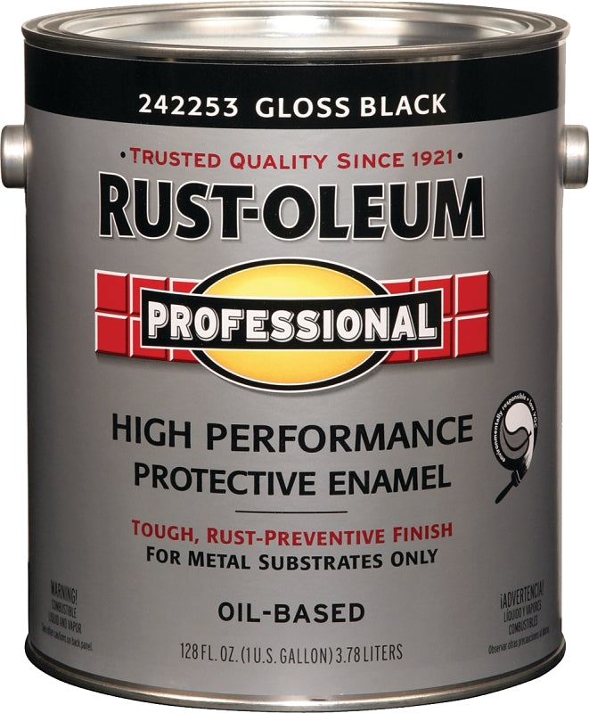 RUST-OLEUM PROFESSIONAL 242253 Protective Enamel, Gloss, Black, 1 gal Can