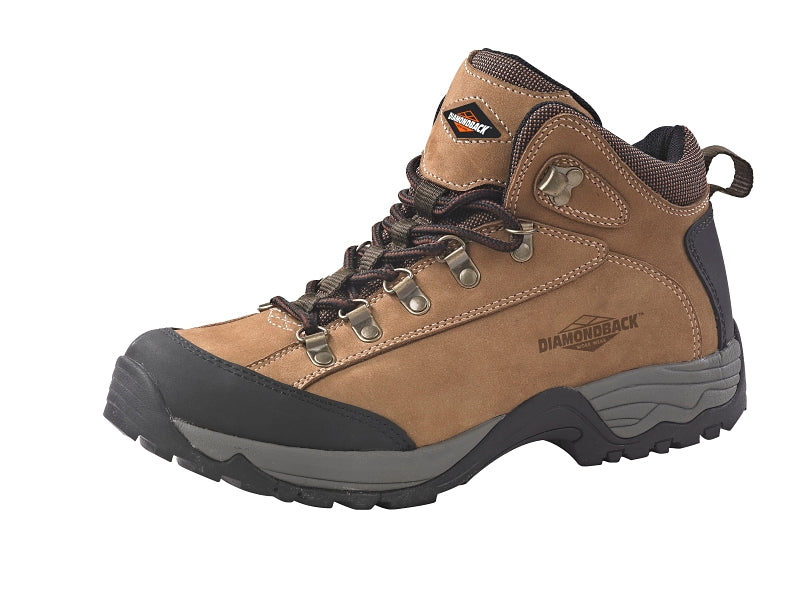 Diamondback HIKER-1-9.53L Soft-Sided Work Boots, 9.5, Medium W, Tan, Leather Upper, Lace-Up, With Lining