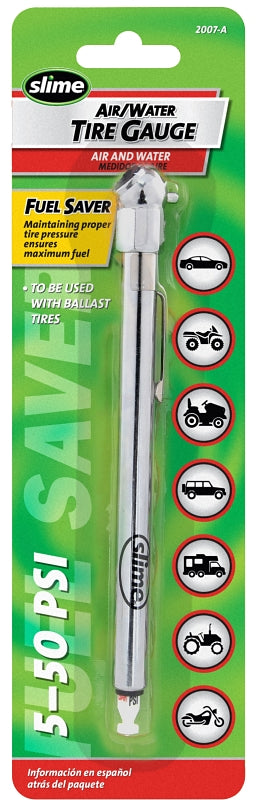 Slime 2007-A Pencil Tire Gauge, 5 to 50 psi