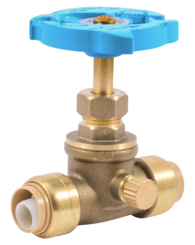 SharkBite 24634LF Stop Valve, 1/2 in Connection, PTC, 200 psi Pressure, DZR Brass Body