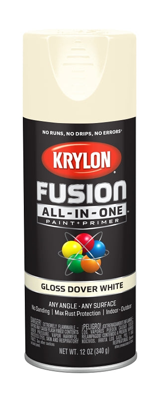 Krylon K02706007 Spray Paint, Gloss, Dover White, 12 oz, Can