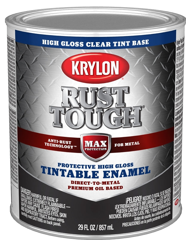 Krylon Rust Tough K09727008 Enamel Paint, Gloss Sheen, Clear, 1 qt, 400 sq-ft/gal Coverage Area