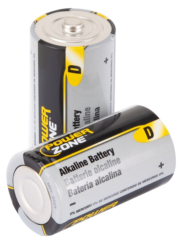 PowerZone LR20-2P-DB Battery, 1.5 V Battery, D Battery, Zinc, Manganese Dioxide, and Potassium Hydroxide