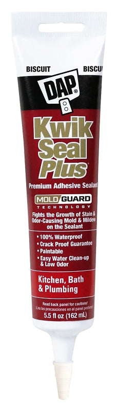 DAP 18539 Adhesive Sealant, Biscuit, 24 hr Curing, -20 to 180 deg F, 5.5 oz Tube