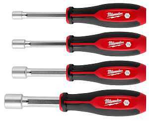 Milwaukee HollowCore Series 48-22-2444 Nut Driver Set, 4 -Piece, Polypropylene/Steel, Red