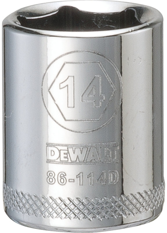 DeWALT DWMT86114OSP Hand Socket, 14 mm Socket, 1/4 in Drive, 6-Point, Vanadium Steel, Polished Chrome