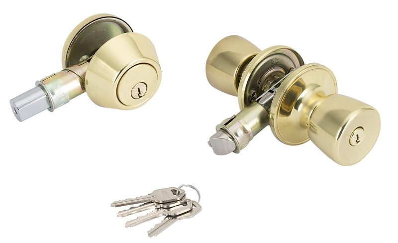 ProSource T-5764-D101PB Combination Lockset, Brass, Polished Brass