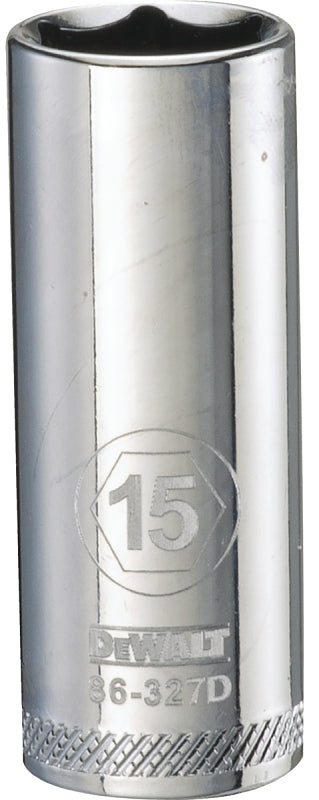 DeWALT DWMT86327OSP Drive Socket, 15 mm Socket, 3/8 in Drive, 6-Point, Vanadium Steel, Polished Chrome