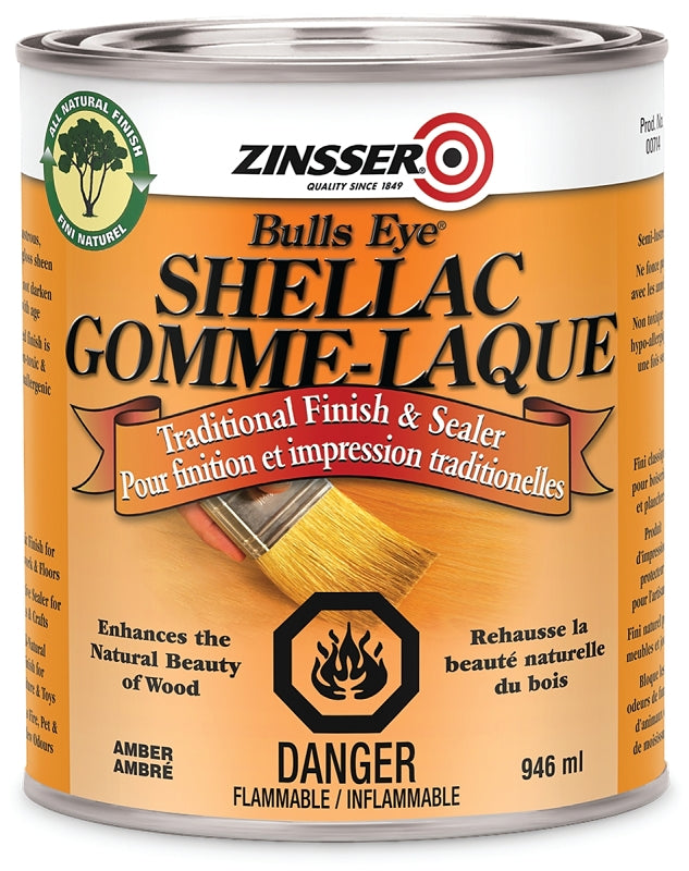 Zinsser Z00714 Shellac, Amber, Liquid, 946 mL, Can