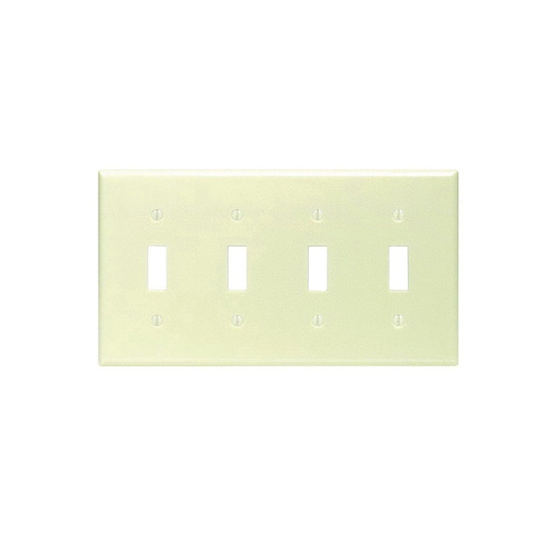 Leviton 001-86012-000 Wallplate, 4-1/2 in L, 2-3/4 in W, 4 -Gang, Thermoset, Ivory, Smooth