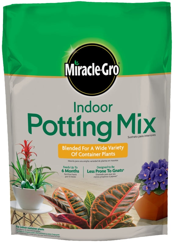 Miracle-Gro 72776430 Indoor Potting Soil Mix, 4 to 6 in Coverage Area, 6 qt