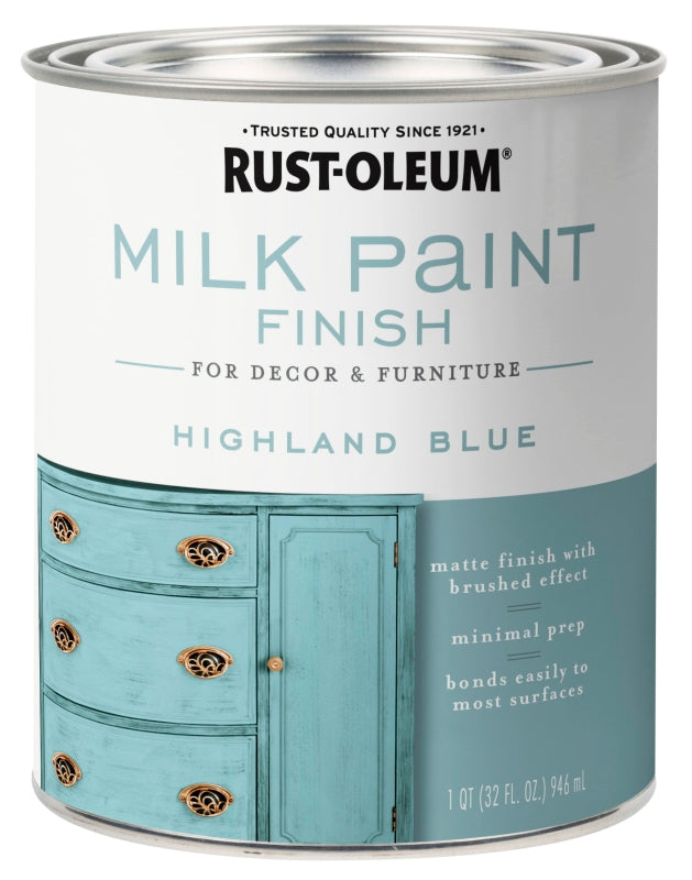 Rust-Oleum 331050 Milk Paint, Matte, Highland Blue, 1 qt, Can